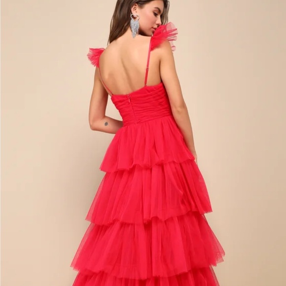 Lulu's Vibrant Red Mesh Dress - Picture 8 of 10